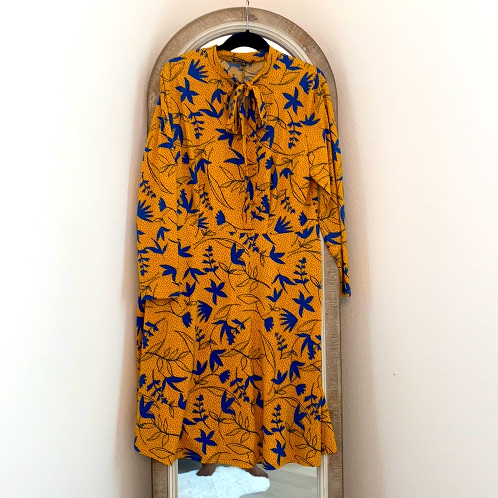Long Sleeve Tie Neck Dress